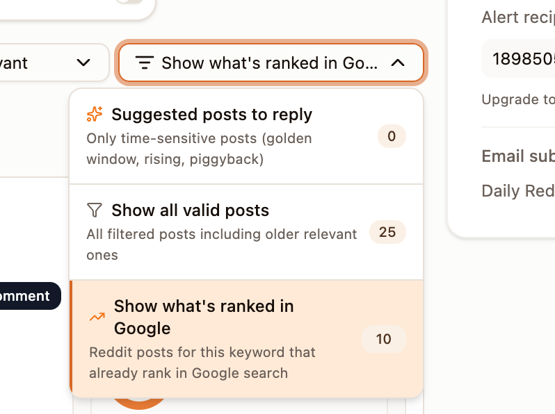 Monitor results showing a smart lock Reddit thread that ranks on Google page one